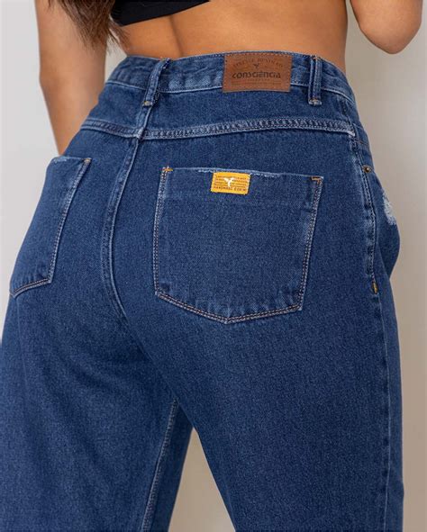 Riachuelo Cal A Jeans Feminina Slouchy Rasgada Barra Desfiada