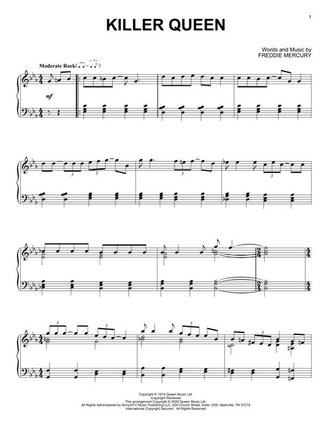 Killer Queen By Queen Sheet Music For Piano Solo At Sheet Music Direct