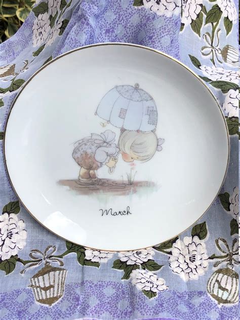 Precious Moments March Plate By Enesco White Porcelain Plate Etsy