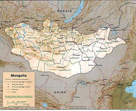 Mongolia geography map - Mongolia geographical map (Eastern Asia - Asia)