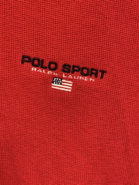 Vintage Polo Sport Long Sleeve Flag Pullover Waffle T Gem