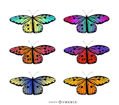 Descarga Vector De Conjunto De Ilustraci N De Mariposa Degradado