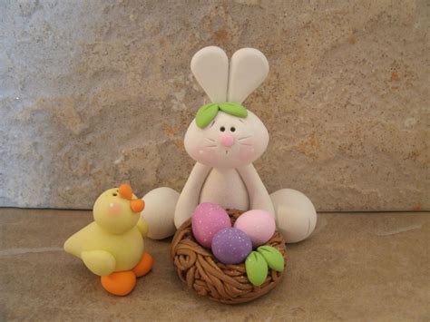 Polymer Clay Bunny Duck And Nest Of Eggs Easter Craft Projects