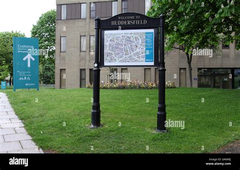 Huddersfield Town Centre Map and Tourist Information Board Stock Photo ...