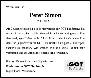 Traueranzeigen Von Peter Simon Wirtrauern