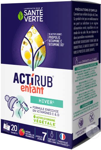 Santé Verte Actirub Enfant Framboise 20 Sachets Newpharma