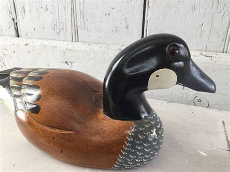 Wooden Duck Decoy Hand Painted Figurine Vintage Wood Duck Etsy Duck