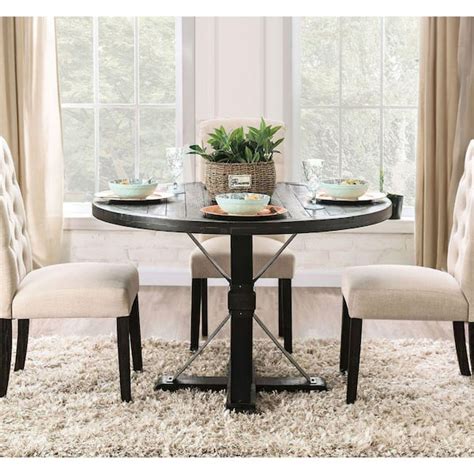 Benjara Modern Style In Black Wooden Pedestal Base Dining Table