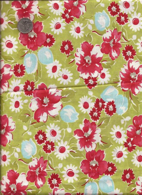 Green Floral Print Cotton Fabric / Pre-washed / 10 Inches - Etsy