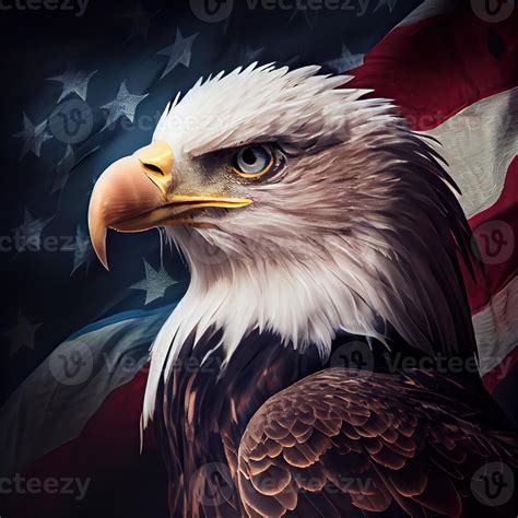 Eagle And Usa Flag National Poster American Bald Eagle A Symbol Of America With Flag Bald