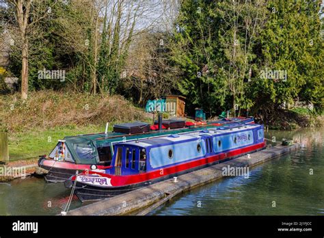 Boating And Leisure Narrowboats Moored At The Side Of The Kennet And