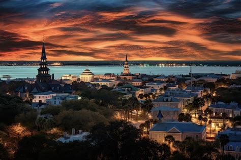 Premium Photo | South Carolina Skyline at Night in Charleston City ...