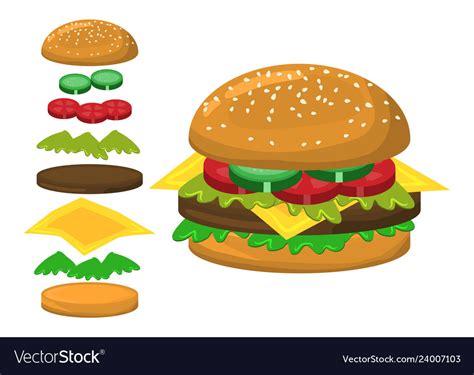 Hamburger Parts Symbol Icon Design Royalty Free Vector Image