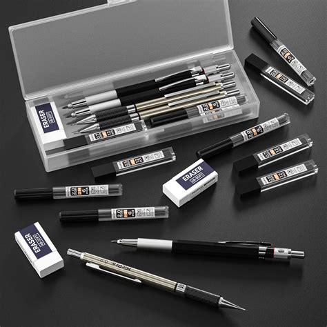 Nicpro 6pcs Art Mechanical Pencils Set 3 Pcs Metal Drafting Pencil 0