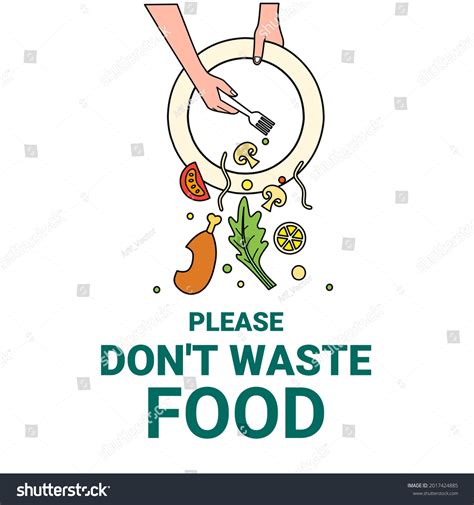 Vector Illustration Please Dont Waste Food Stock Vector (Royalty Free) 2017424885 | Shutterstock