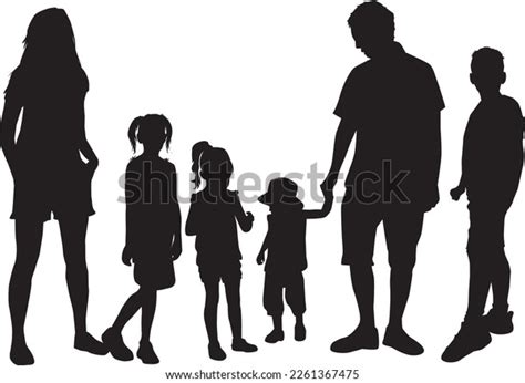 Vector Black Silhouette Family Stock Vector (Royalty Free) 2261367475 | Shutterstock