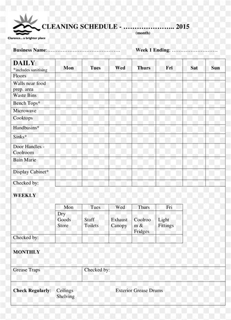 Blank Cleaning Schedule Template Professional Template Inspiration