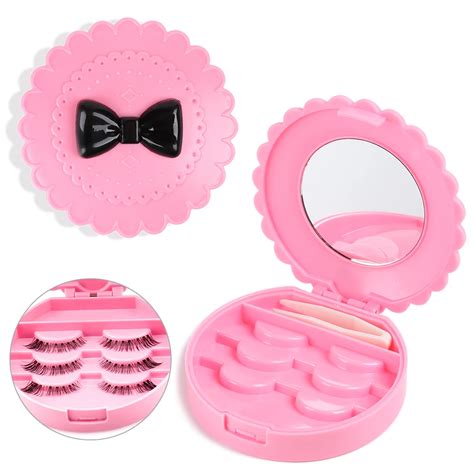 Pink Lashes Organizer Beauty Makeup Storage Tool Mirror Case False