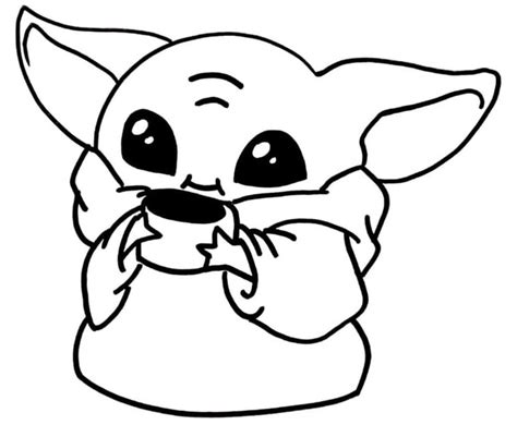 Baby Yoda Eating Coloring Page Free Printable Coloring Pages For Kids