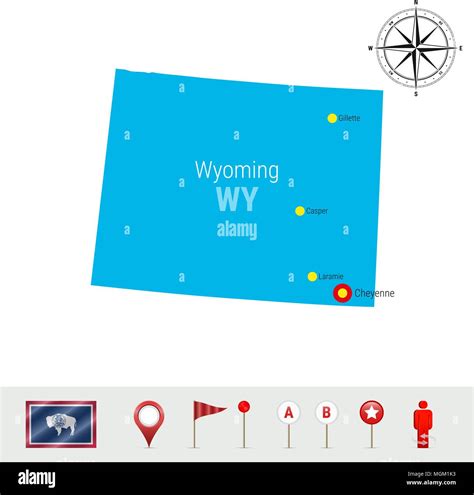 Mapa De Vectores De Wyoming Aislado Sobre Fondo Blanco Alta Silueta