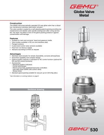 Gemu Pneumatically Operated Globe Valve Datasheet Manualzz