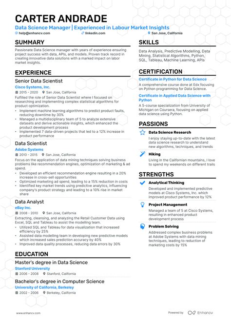 Data Science Manager Resume Examples Guide For