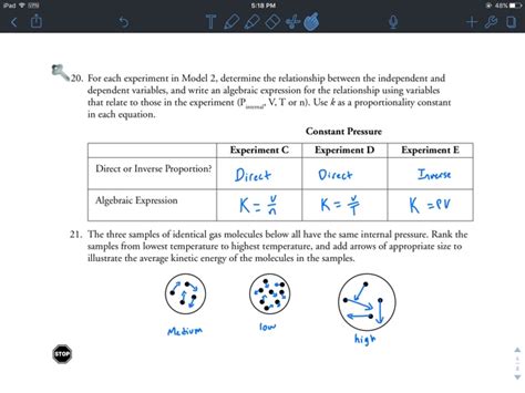 Hailey Calkins Chemistry 3 Gas Variables Pogil