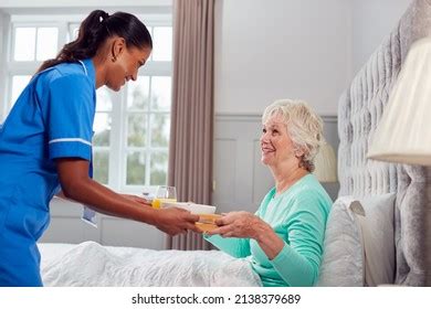 Female Care Worker Uniform Bringing Senior Stock Photo 2138379689 | Shutterstock