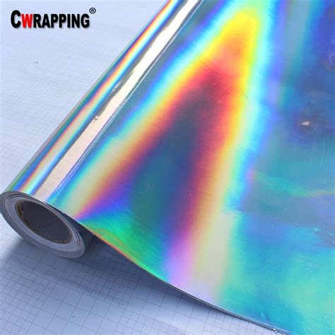 Premium Chrome Silver Laser Car Wrap Film Holographic Rainbow Sticker