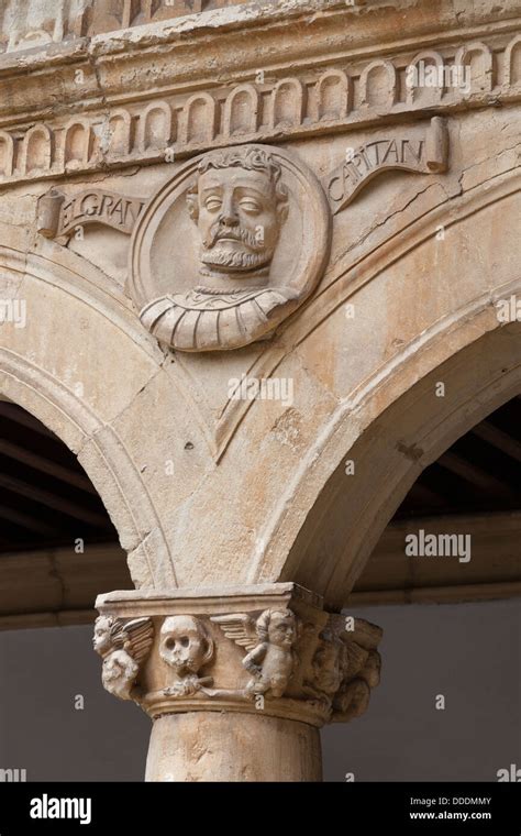 Relief Sculpture Of El Gran Capitan In The Cloister Of The Parador De