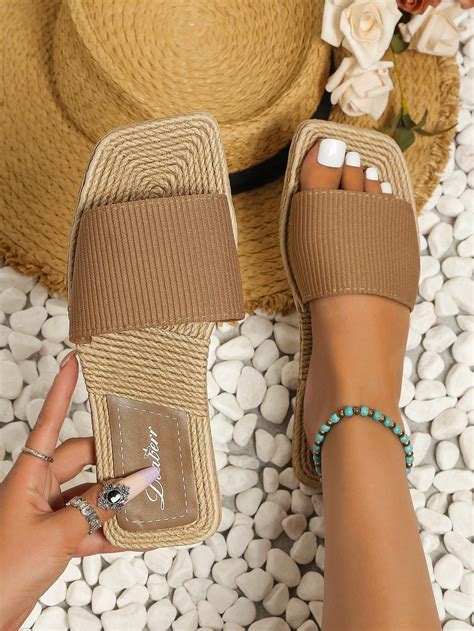 Mujer Chanclas minimalista con banda única vacación verano