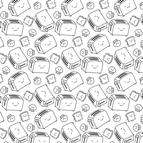 Toasted Bread Vector Art Png Cute Doodle Bread Toast Pattern Vector