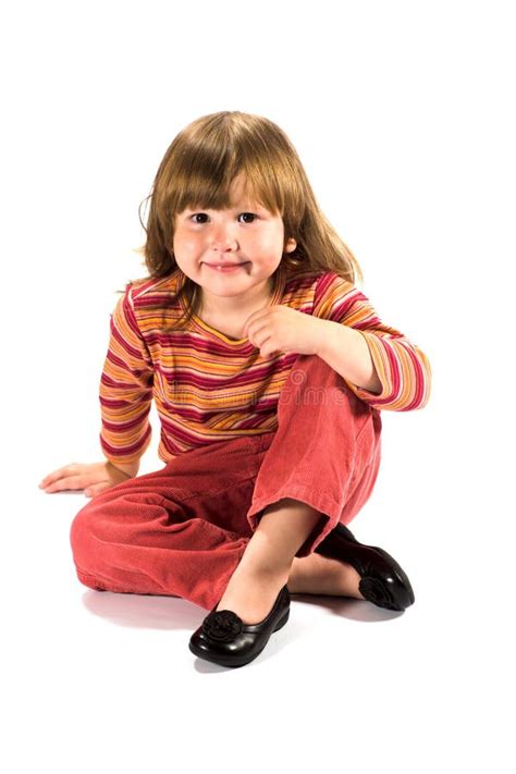 Happy Kid Sitting on the Floor Stock Image - Image of full, beautiful ...