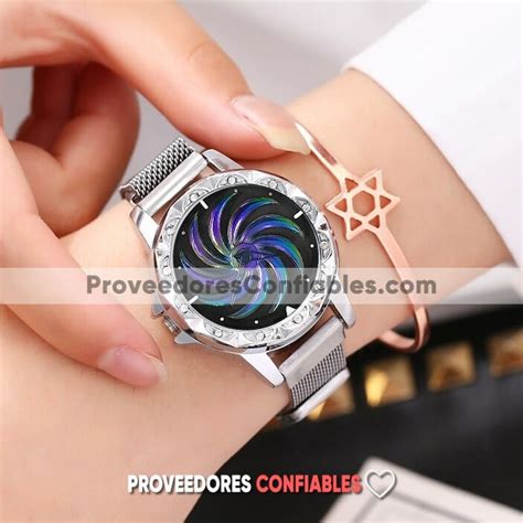 Reloj Plata Extensible Mesh Iman Rehilete Tornasol Giratorio R3693