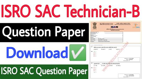 ISRO SAC Technician B Question Paper 2023 ITI Education