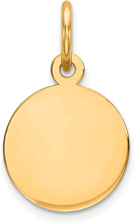 Solid 10k Yellow Gold Plain 013 Gauge Circular Engravable Disc Charm