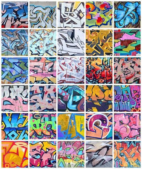 A Set Of Many Small Fragments Of Graffiti Drawings Street Art Abstract