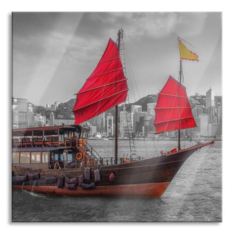 Longshore Tides Sailing Boat With Sails No Frame Print On Glass