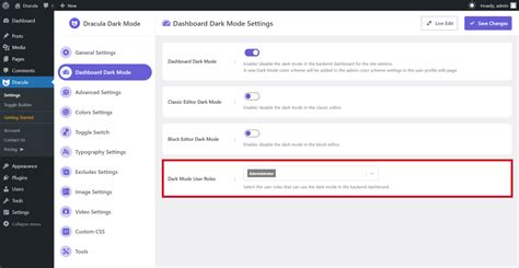 How to Enable Admin Dashboard Dark Mode?