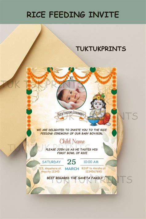 Buy Editable Rice Feeding Ceremony Invite Card Annaprasan Invitation