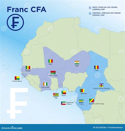 Franc CFA African Currency Zone Map Stock Vector - Illustration of ...