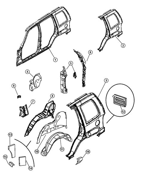 Jeep Liberty Aperture Panel Body Side Quarter Right Panels Rear