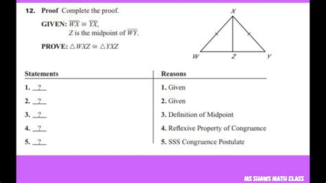 Two Column Proof Prove Two Triangles Are Congruent Given Midpoint Sss Congruence Postulate