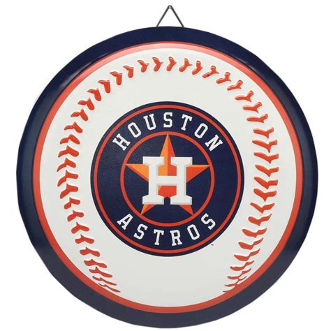 Open Road Brands Houston Astros Round Baseball Metal Sign 90182273 S The Home Depot