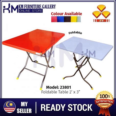 KM Furniture 3V Plastic Rectangular Folding Table 2x3 Study Table