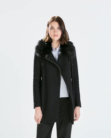 Zara Coat With Zips Coat With Zips In Black Lyst