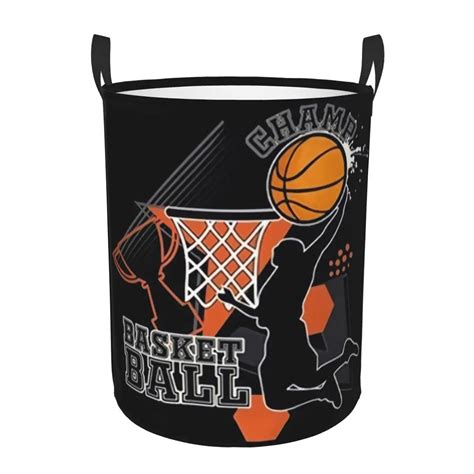 Basketball Dots Round Laundry Basket Collapsible Physical Culture