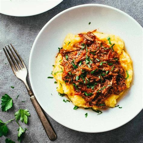 Crockpot Braised Beef Ragu With Polenta Recipe Pinch Of Yum