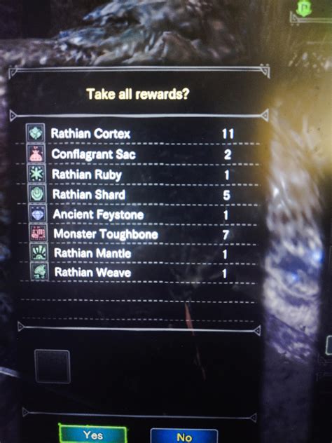 Got a mantle and ruby from 1 rathian hunt : MonsterHunterWorld