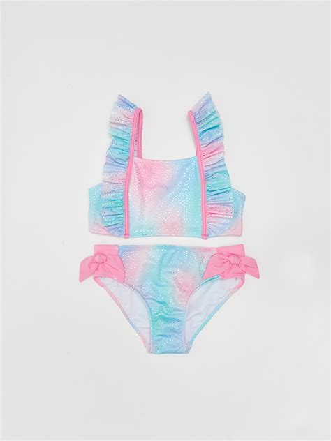 KARIŞIK Esnek Kumaştan Batik Desenli Kız Çocuk Bikini S Z F C LCW